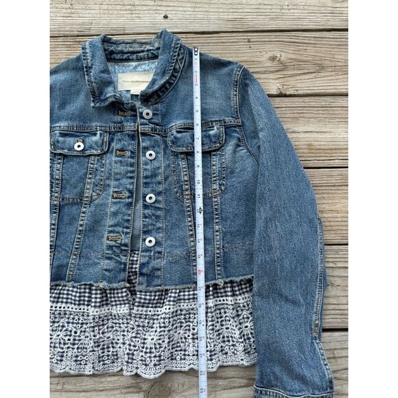 Anthropologie Pilcro‎ Letterpress Eyelet Denim Peplum Jacket Womans sz Medium - Picture 7 of 9